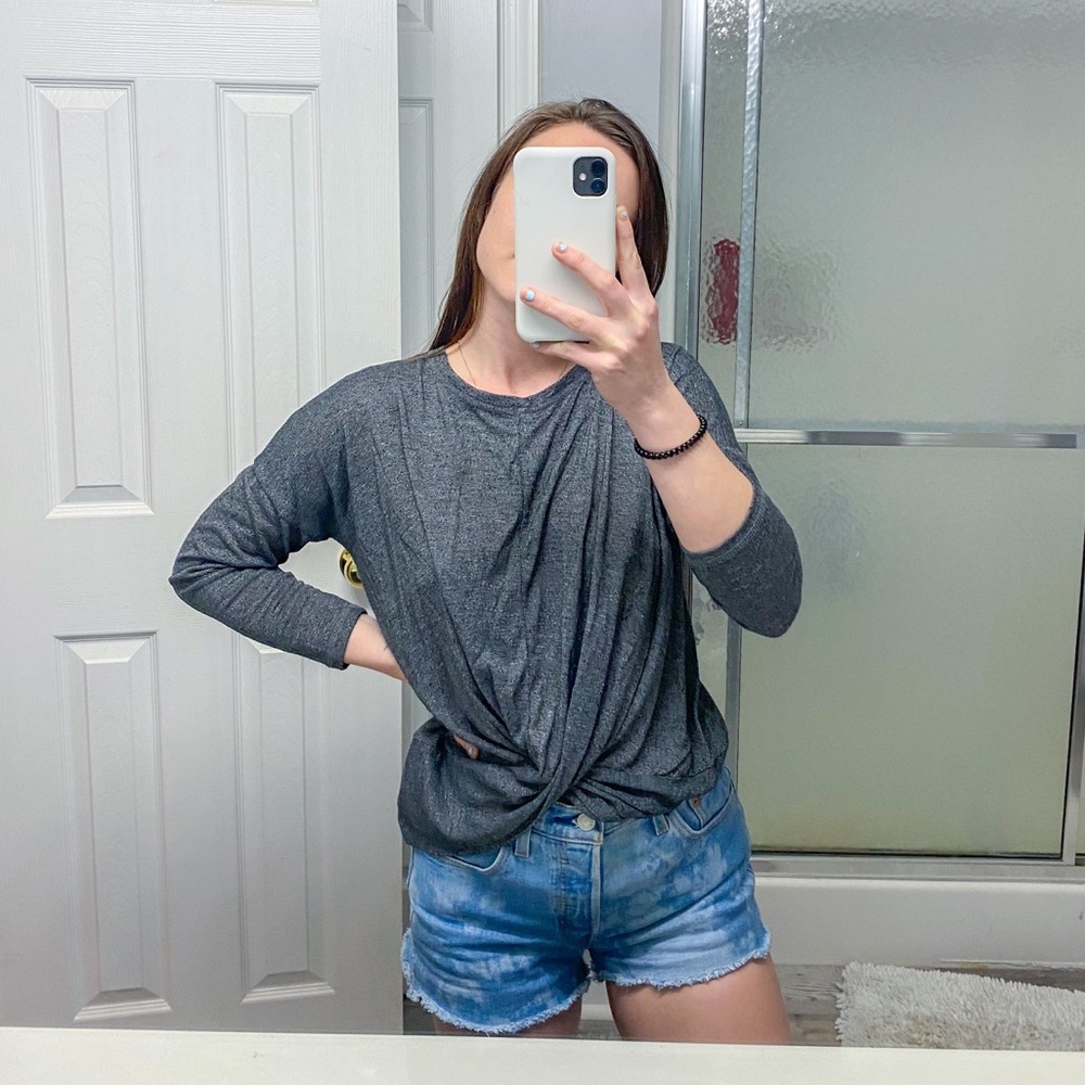 Twist front long sleeve top